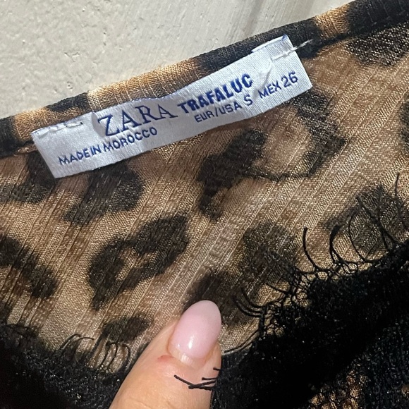 Zara Trafaluc Lace Detail Cami in Cheetah Size Small - Picture 2 of 6